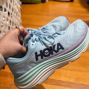 Hoka Gaviota 5 Sky Blue Running Shoes with Purple and Mint Accents